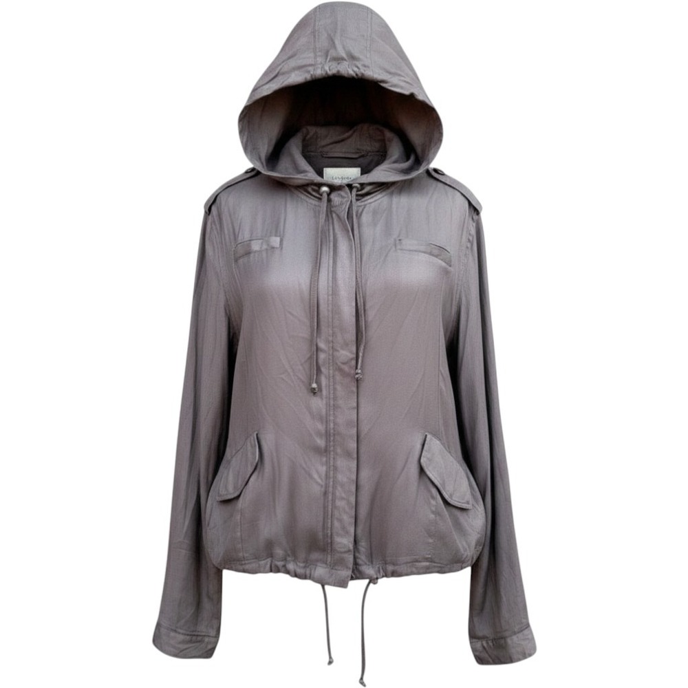 American Rag Utility Jacket Womens XL Mauve Hooded Lyocell Military Field Boho